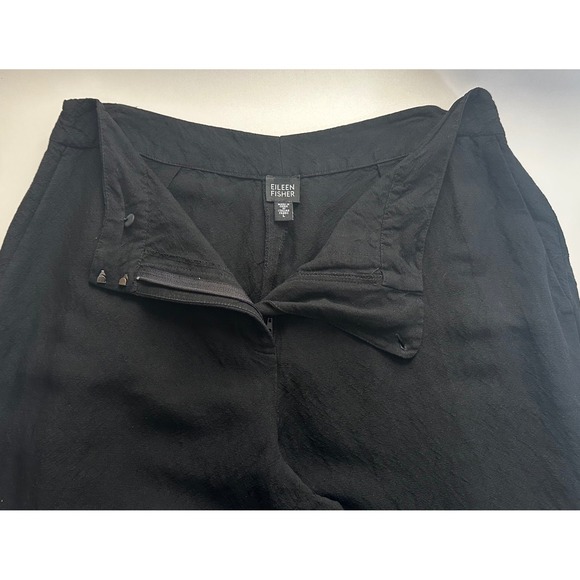 Eileen Fisher Black Linen Blend Wide Leg Crop Pants Sz L 30x23.5 Luxury Capsule - Picture 3 of 16